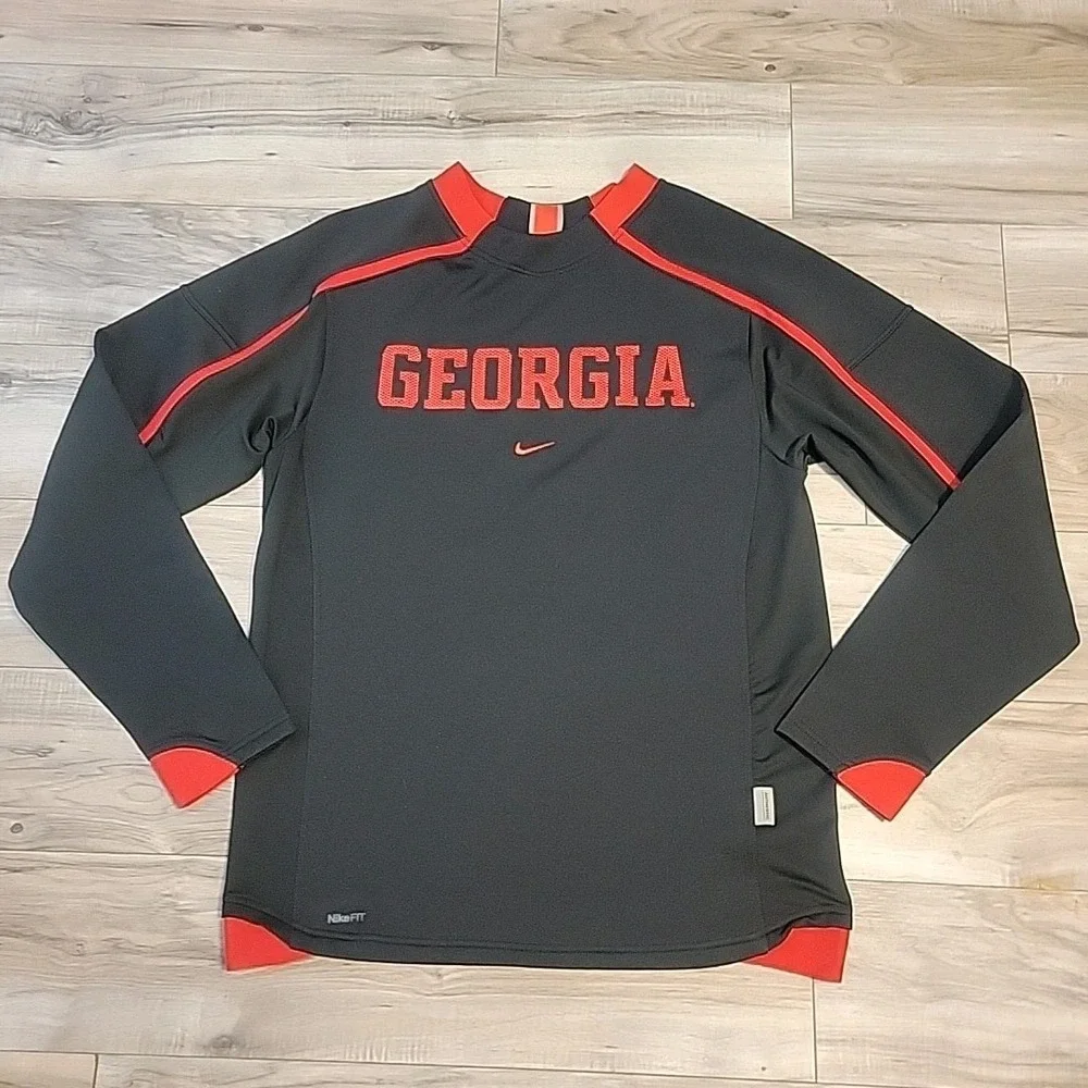 VGT Nike Dri-Fit‎ Georgia Bulldogs UGA Thermal Fleece Adult Small Black Red Logo